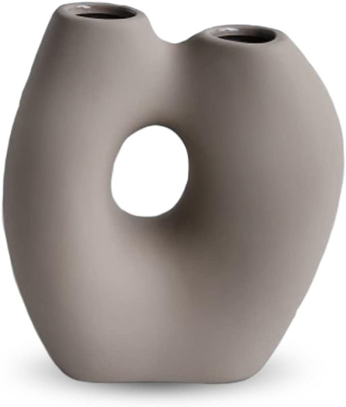Modern Sand Ceramic Vase Sculptural Organic Shape Neutral Home Decor