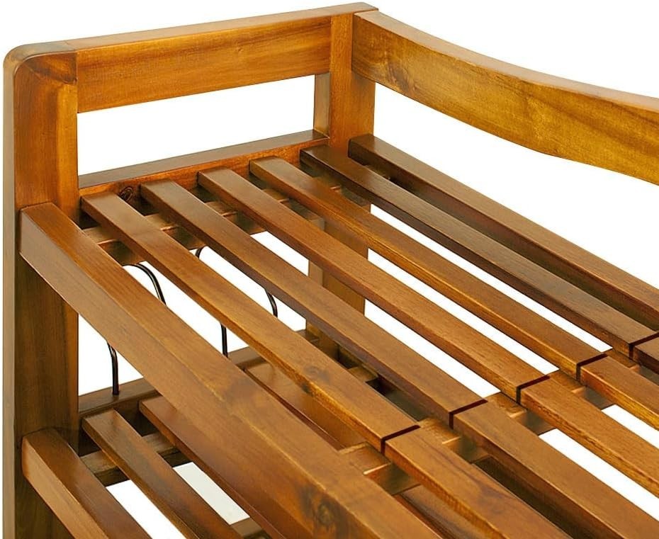 5-Tier Solid Acacia Wood Shoe Rack, 95x26x82 cm Dark Brown, Rustic Design
