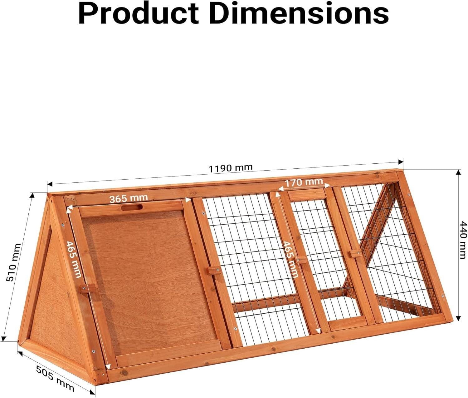 Wooden Rabbit Hutch Open Run 118x50x45cm Spruce