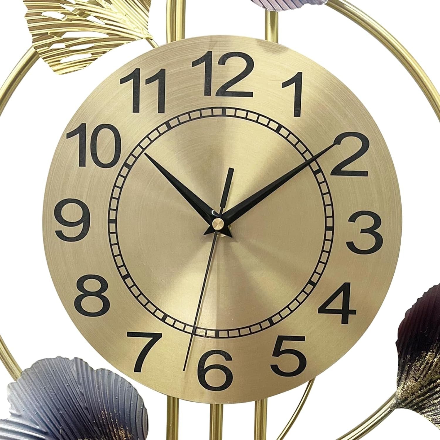 70×52cm Luxury Ginkgo Leaf Wall Clock – Silent Metal Art Pendulum Clock Home