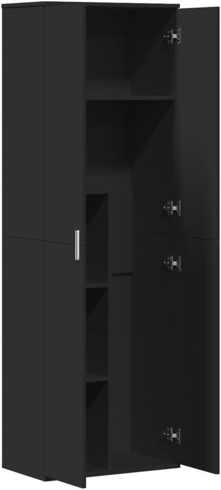 Black Tall Storage Cabinet Modern 60x35x180cm – Slim Shelving Unit