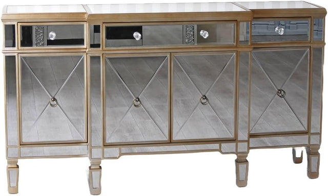 Mirrored Glass Sideboard Cabinet Luxury Storage Unit 160cm Gold Modern