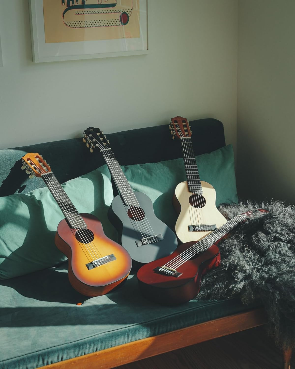 Acoustic Guitalele 70cm 6 Nylon Strings Travel Guitar Sunburst