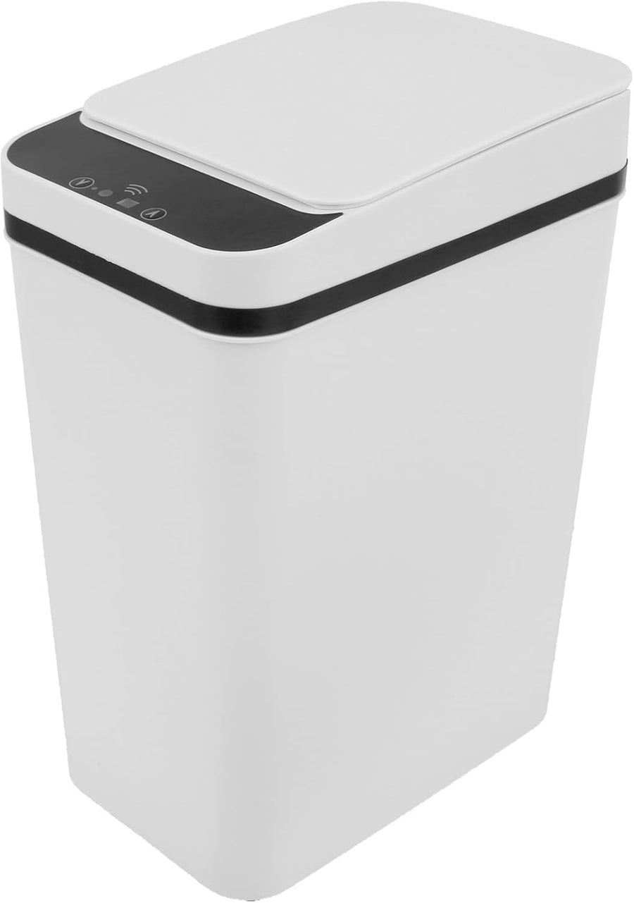 12L White Touchless Bathroom Sensor Bin Waterproof Slim Trash Can