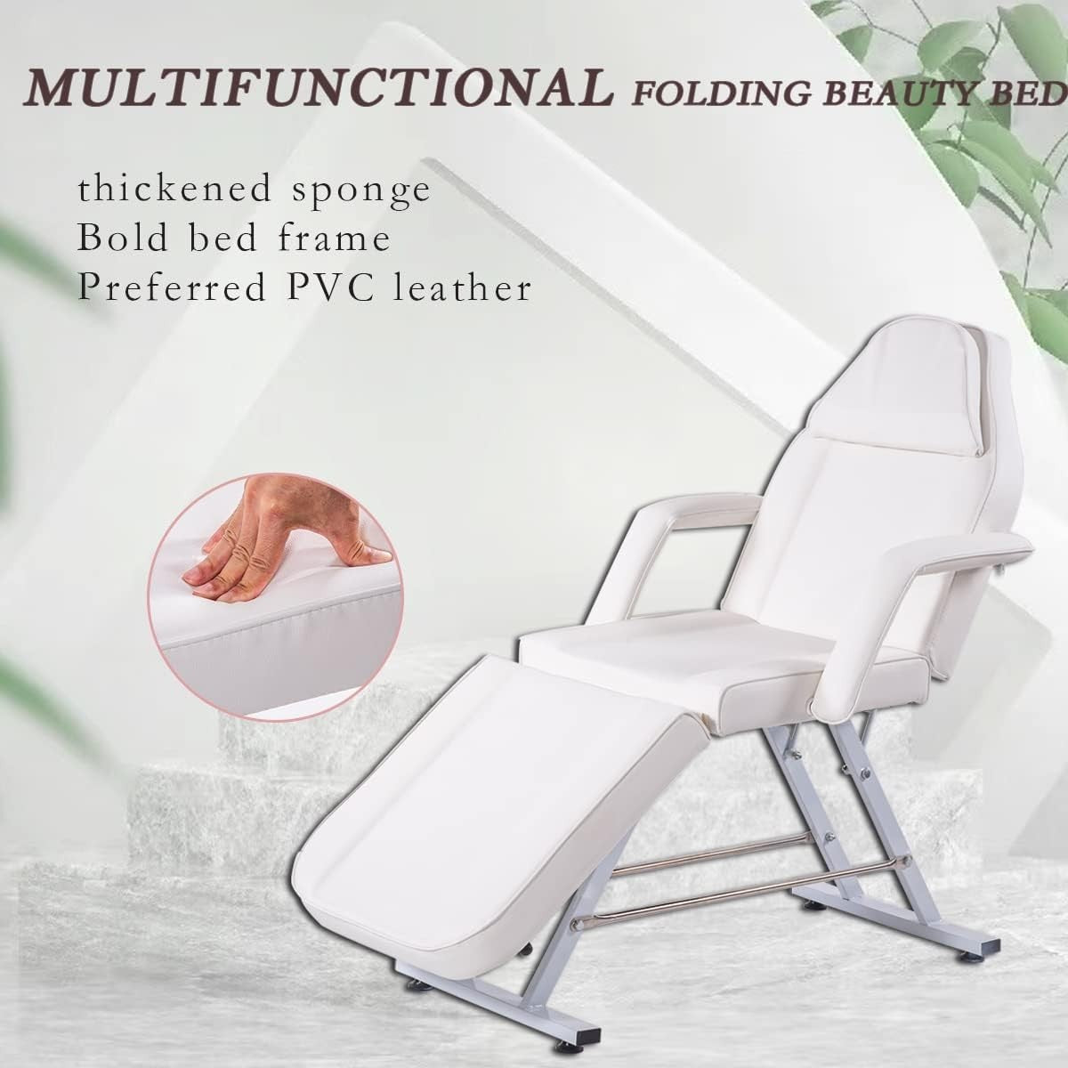 Heavy Duty Folding Massage Table Adjustable Therapy Spa Bed With Headrest