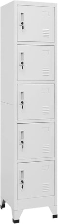 5 Door Grey Metal Locker Cabinet Lockable Steel Storage Cupboard Office Gym