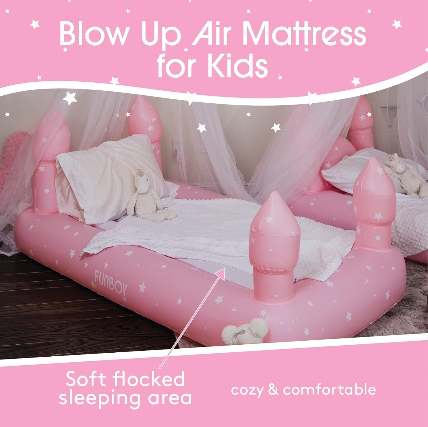 Kids Pink Inflatable Travel Bed Mattress with Carry Bag – Sleepovers