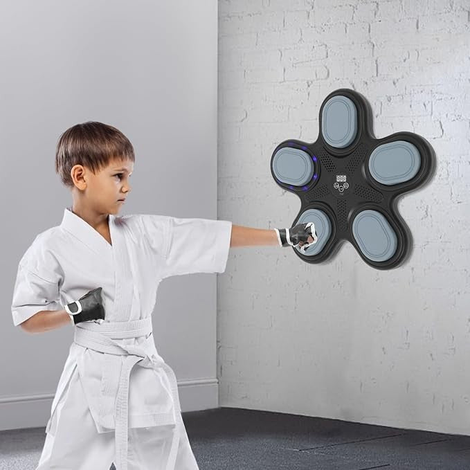 Kids Music Boxing Machine Wall Mounted Bluetooth LED Punch Trainer Game