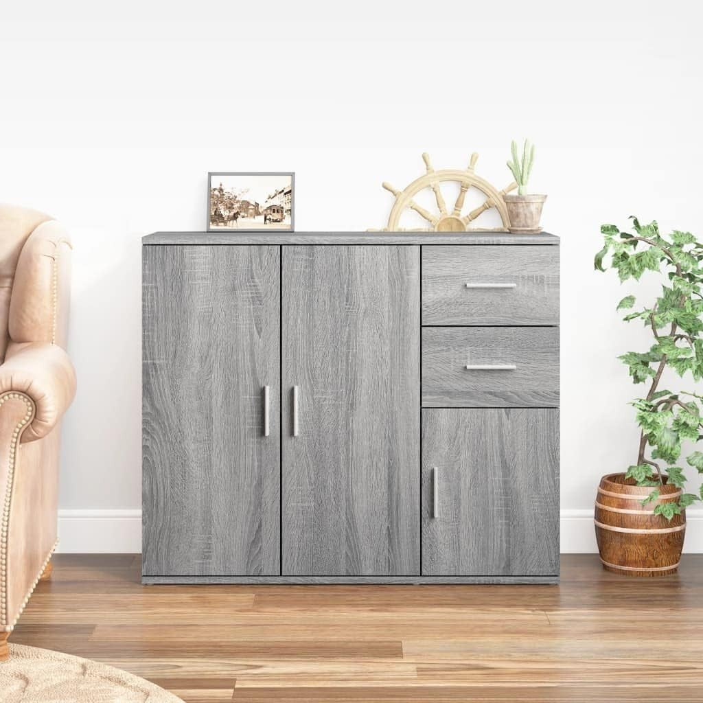 Modern Grey Sideboard Storage Cabinet Unit 3 Door 2 Drawer for Living Room