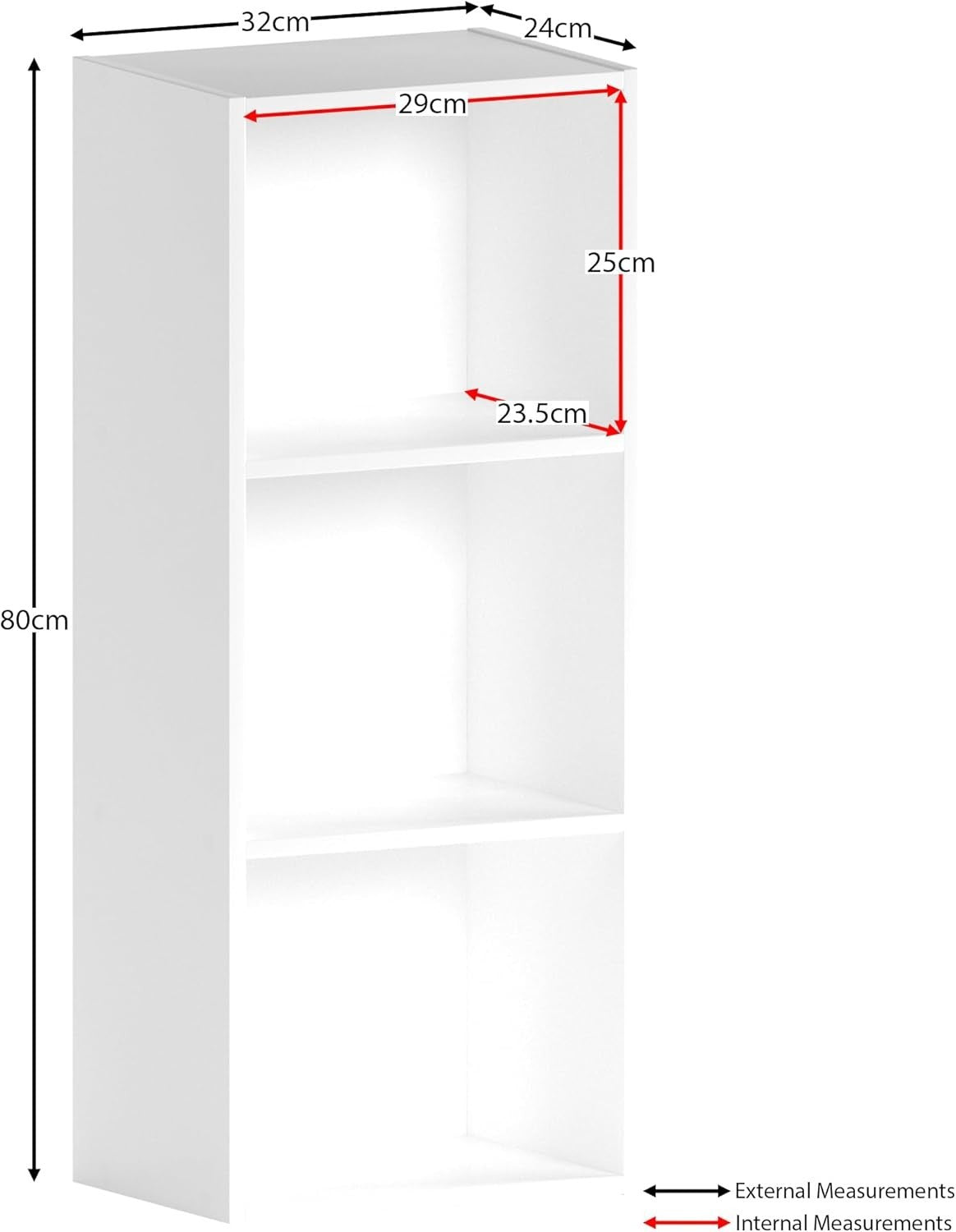 3 Tier White Wooden Cube Bookcase Small Storage Shelf for Living Room Office