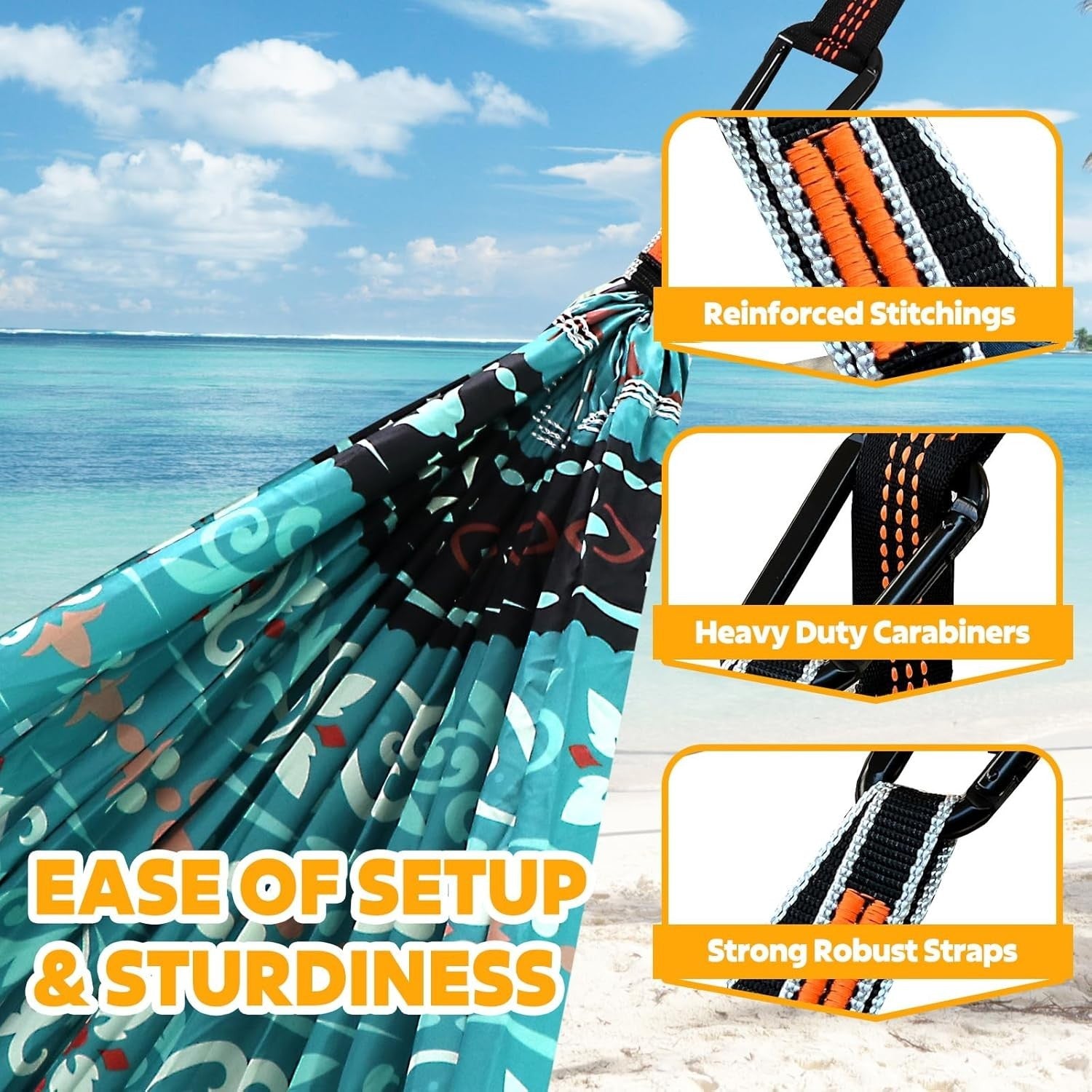 Portable Travel Hammock 300kg Load | Quick-Dry | 275x140cm | Indoor Outdoor