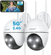 2 Pack 2K PTZ Security Cameras Outdoor WiFi 360° Color Night Vision