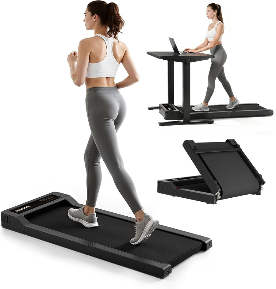Under Desk Folding Treadmill 4-in-1 Portable LED Display Home Office Gym