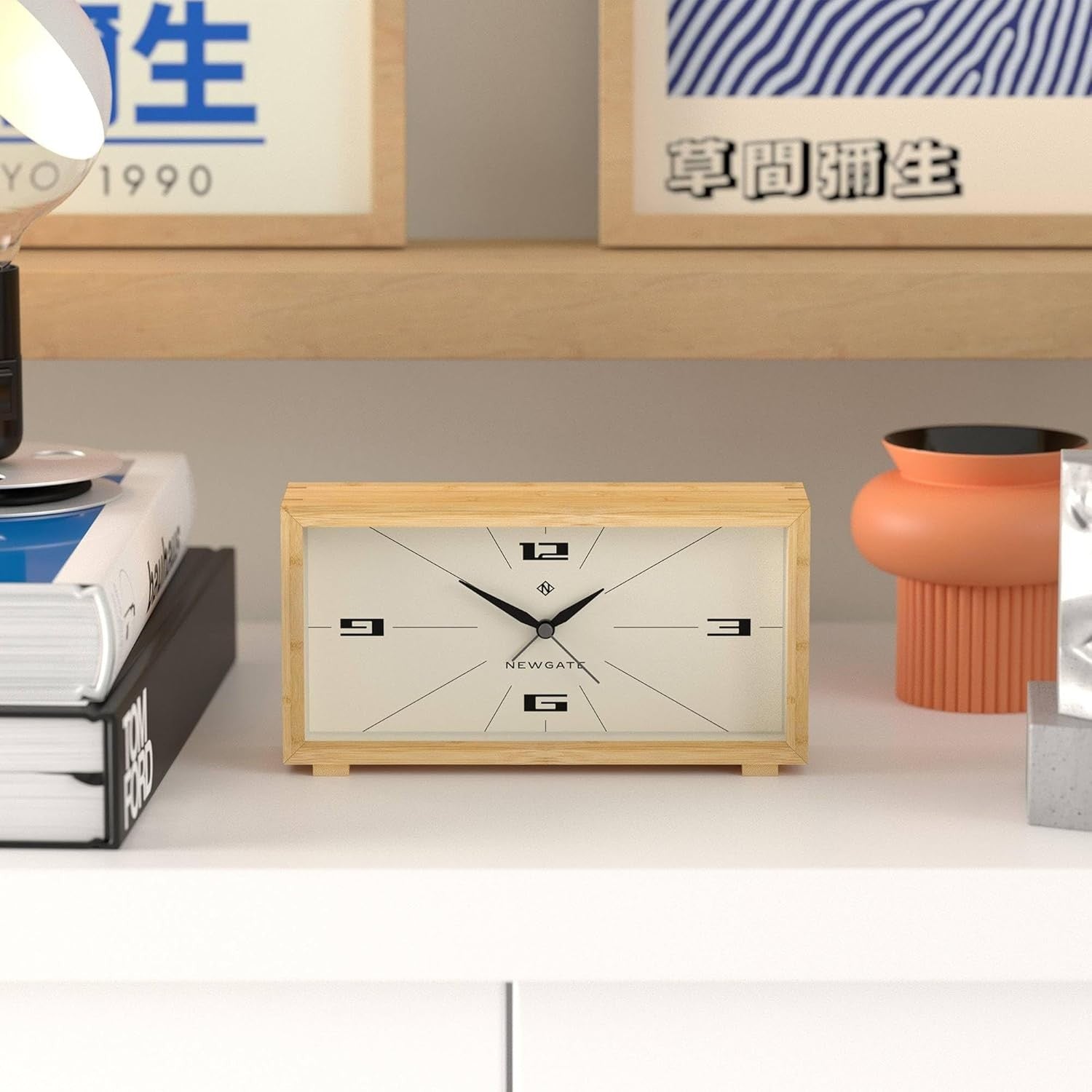 Silent Analogue Alarm Clock Bamboo Case Modern Bedside Desk Clock