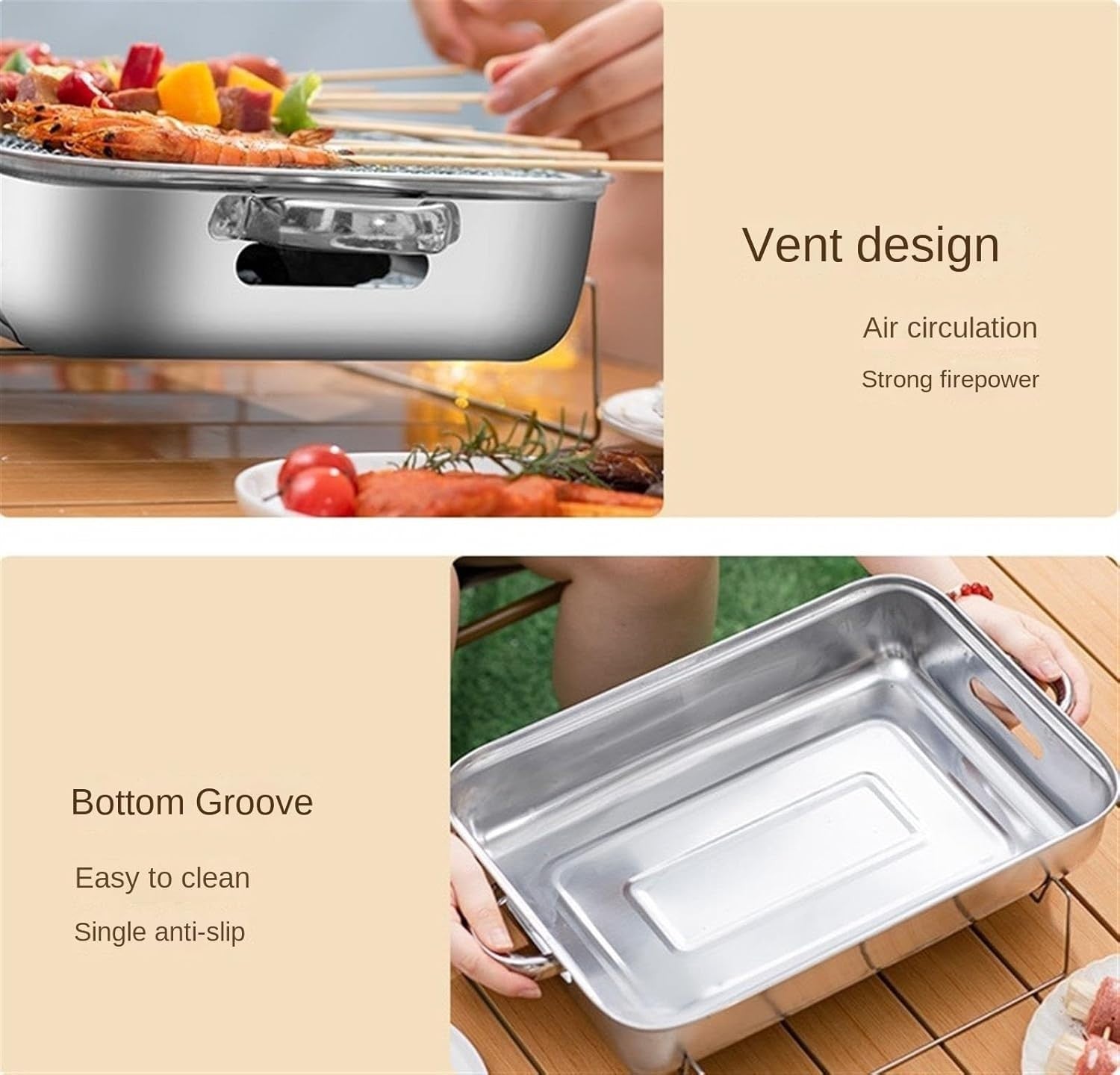 Portable Stainless Steel Charcoal BBQ Grill Compact Outdoor Camping Cooking Rack