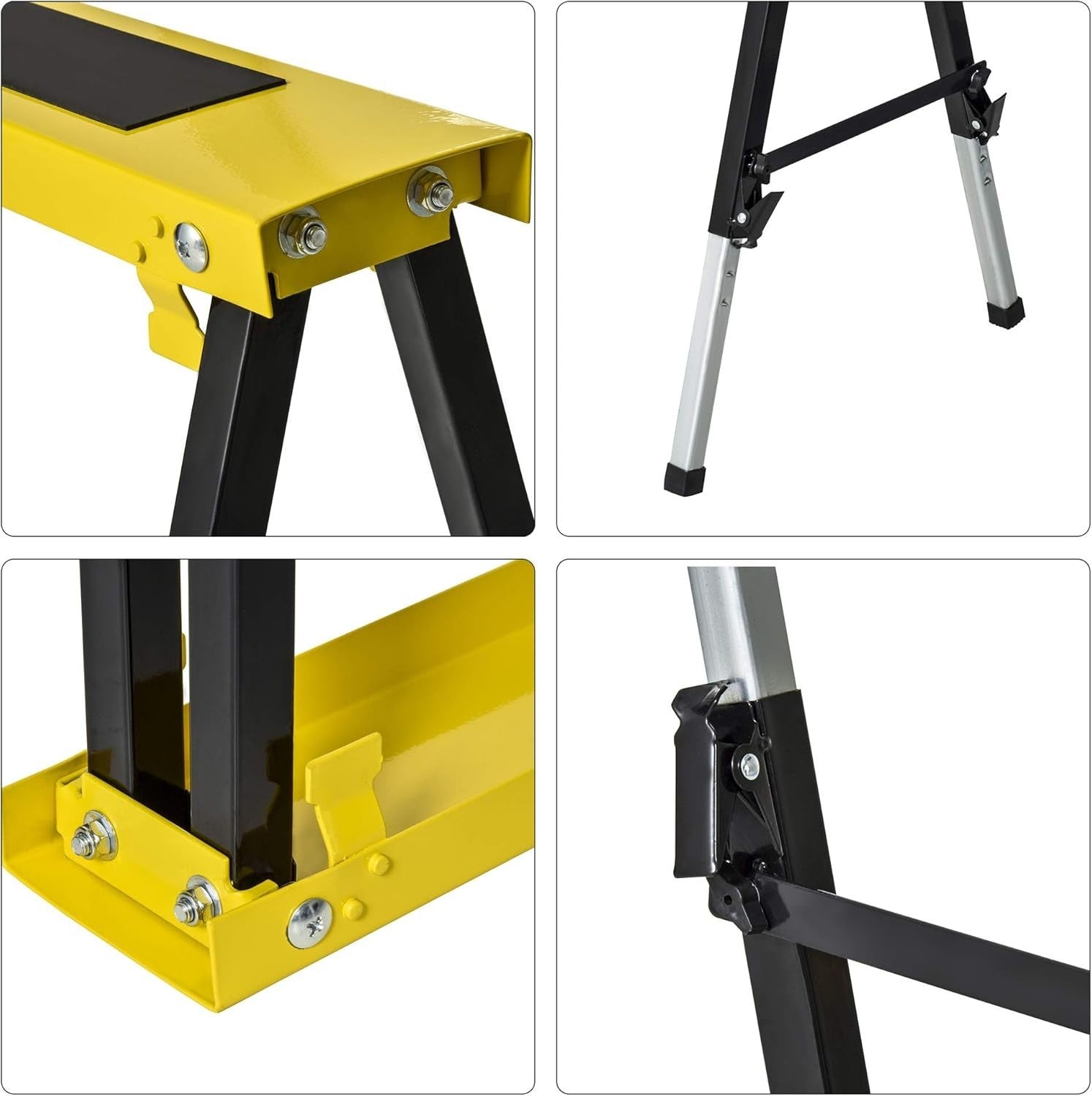 2x Adjustable Folding Sawhorse Workbench Metal Trestles Non-Slip EVA Top 100kg