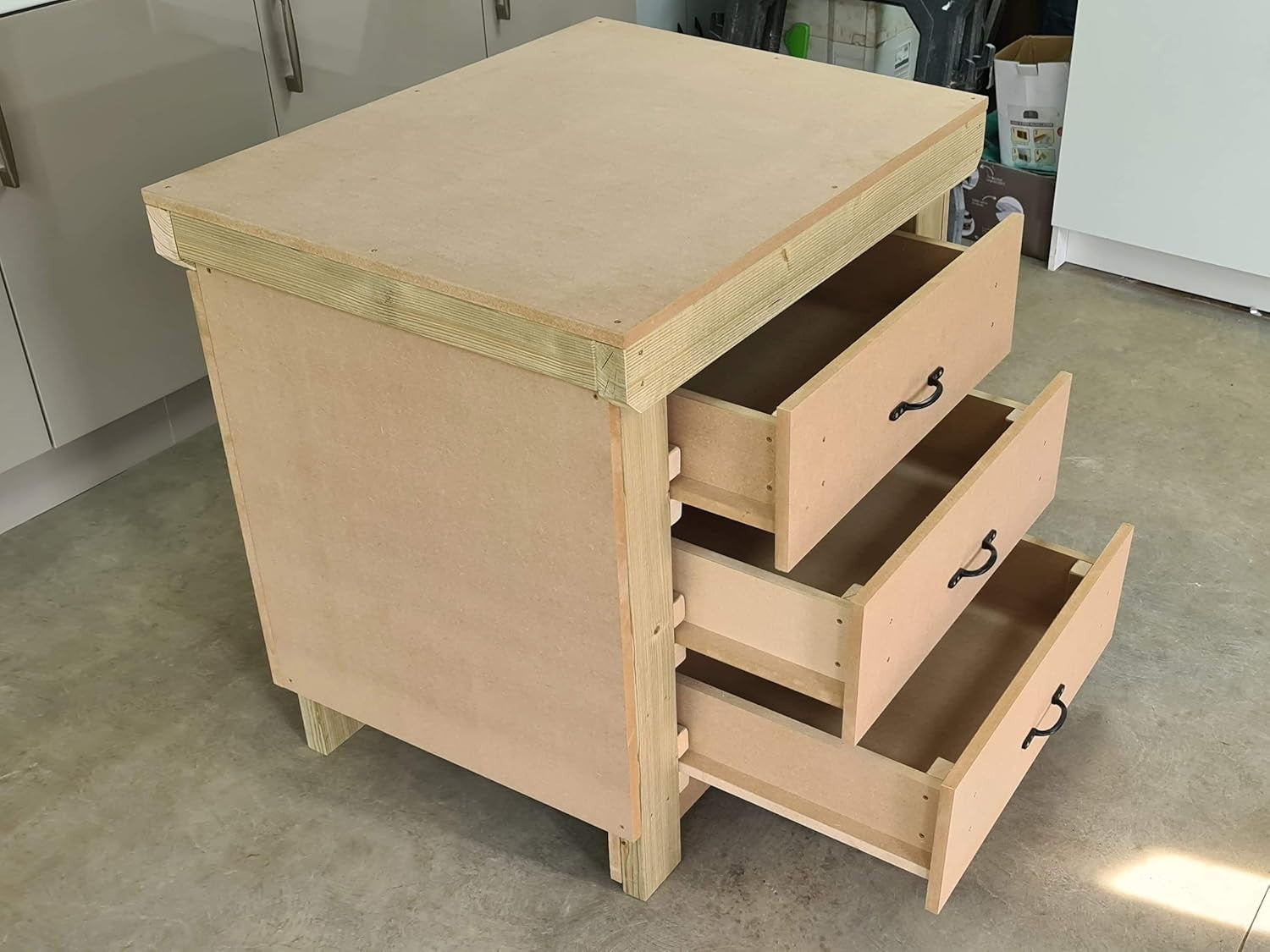3ft Heavy Duty Wooden Workbench Tool Cabinet – 18mm MDF Top & Drawers
