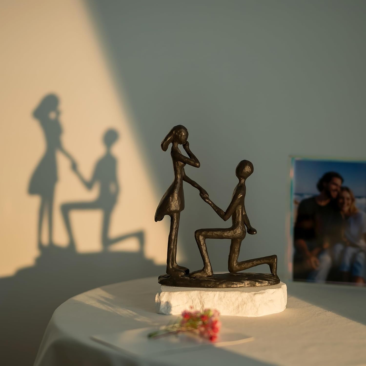 Romantic Proposal Statue Cast Iron Couple Ornament Wedding Anniversary Gift