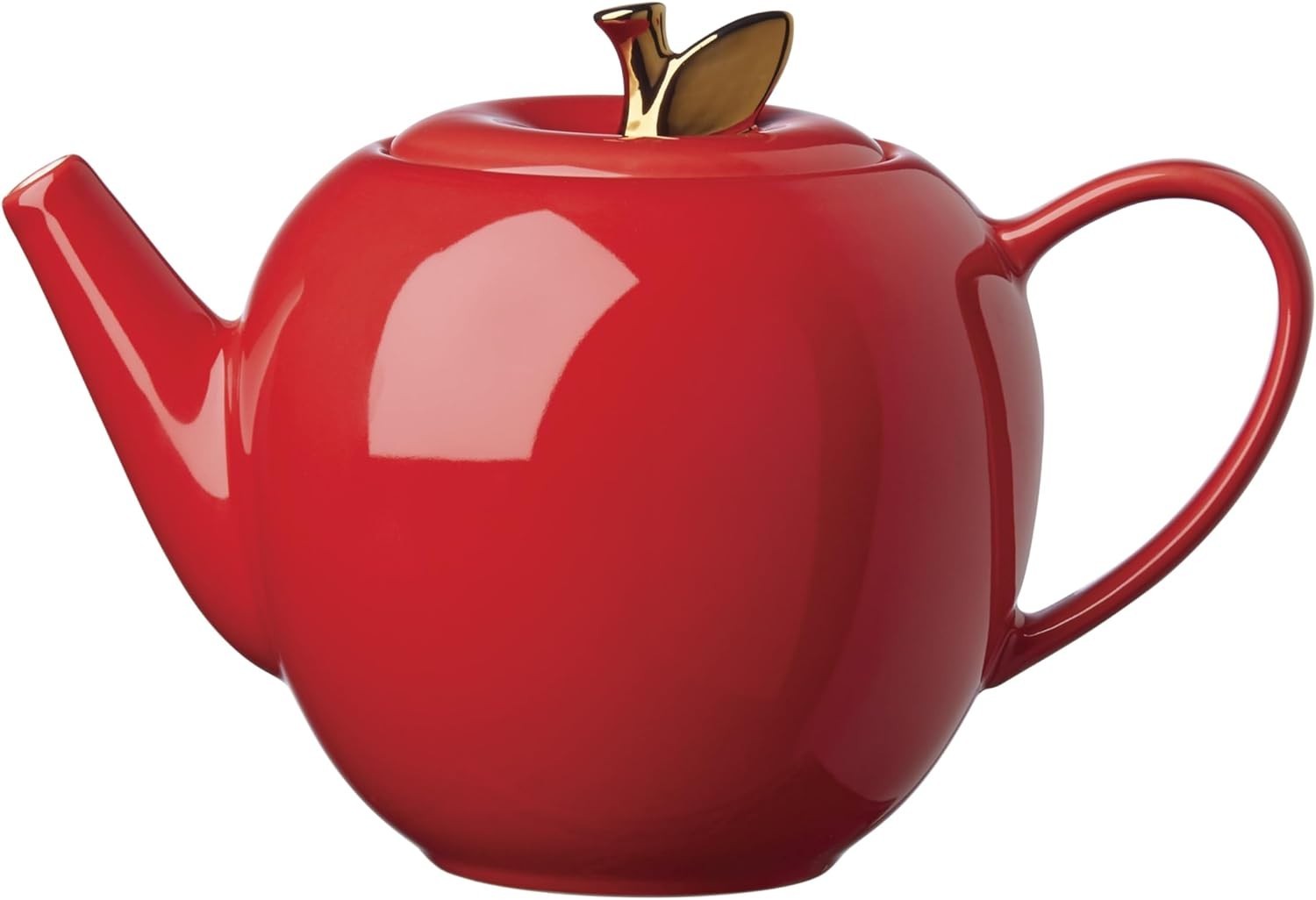 Apple Shaped Teapot Stoneware 60oz Red Tea Pot with Lid Decorative