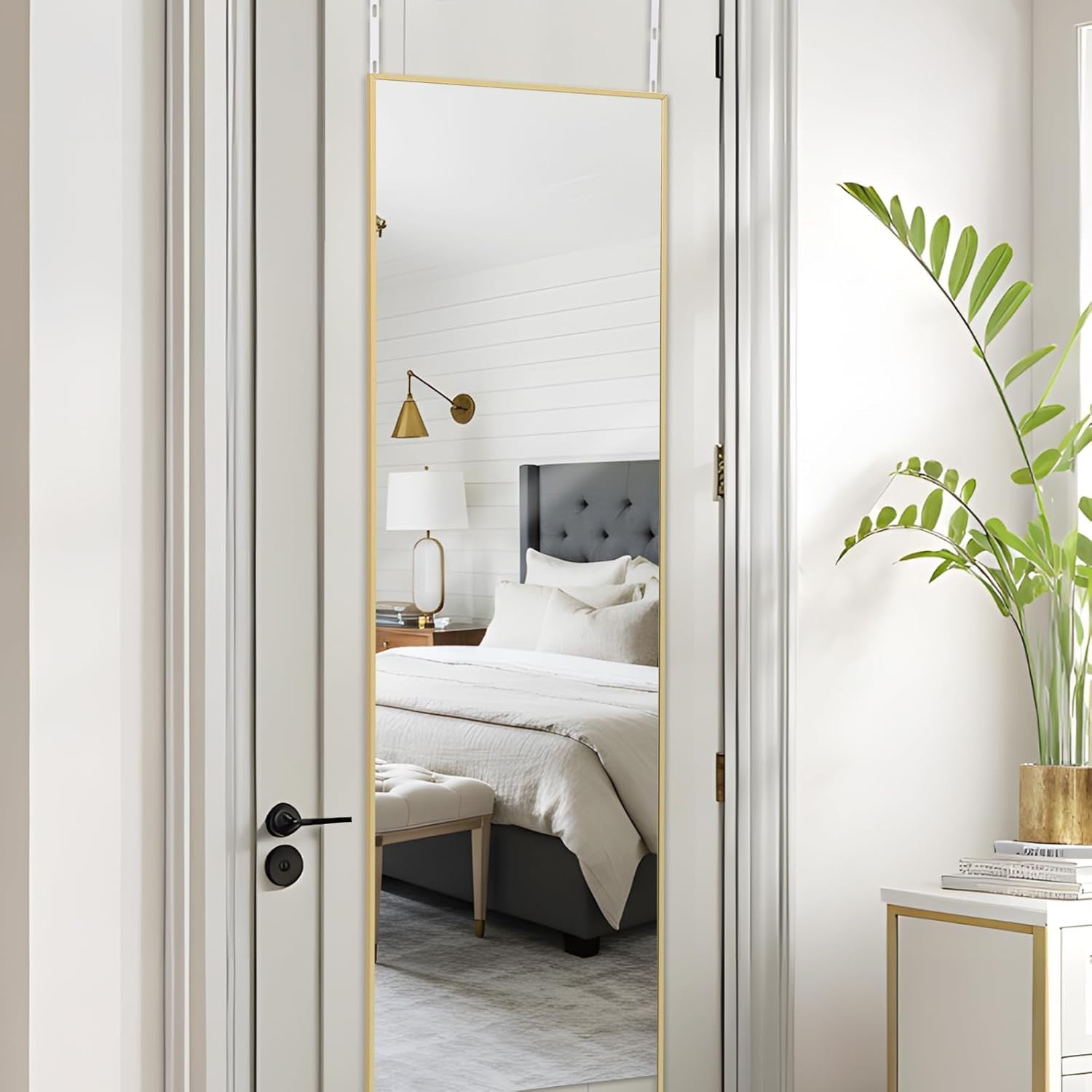 Full Length Over Door Mirror 127x41cm Gold Aluminum Frame