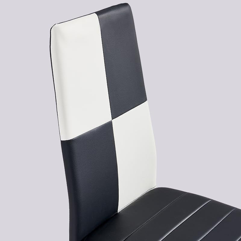 Modern 5-Piece White Dining Table & 4 Black & White PU Leather Chairs Set