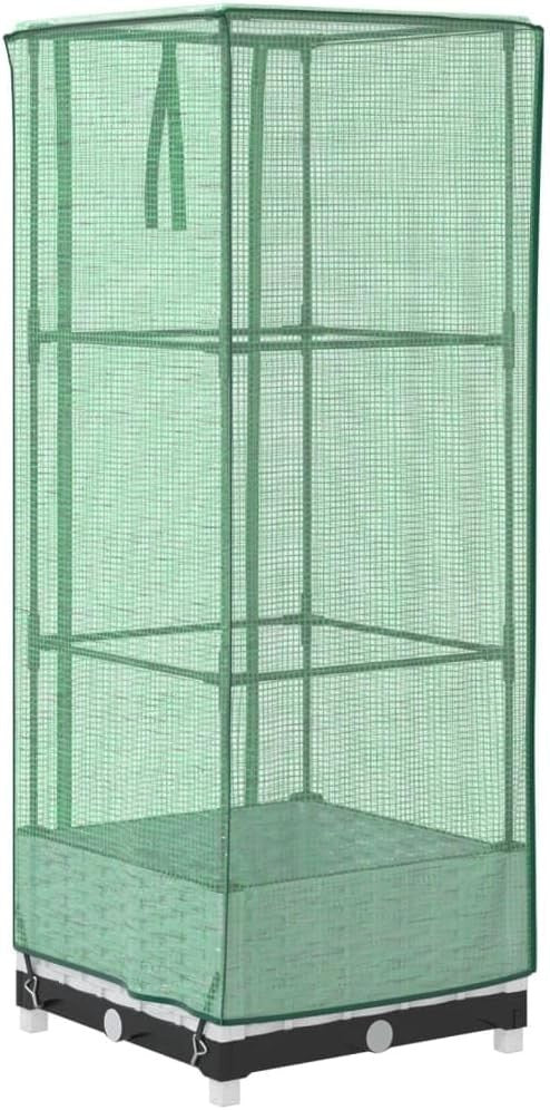 Compact Raised Garden Planter with Greenhouse Cover 40x40x123cm | White Rattan