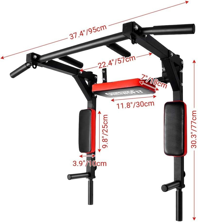 Wall-Mounted Pull Up Bar & Dip Station – Foam Cushions Home Gym Tower