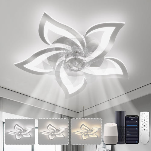 Smart Ceiling Fan with Lights, 6 Speeds, Dimmable LED, Chrome