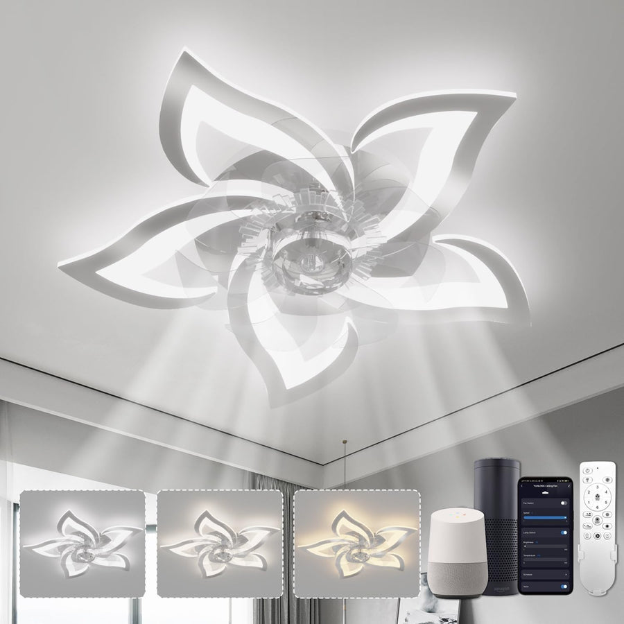 Smart Ceiling Fan with Lights, 6 Speeds, Dimmable LED, Chrome
