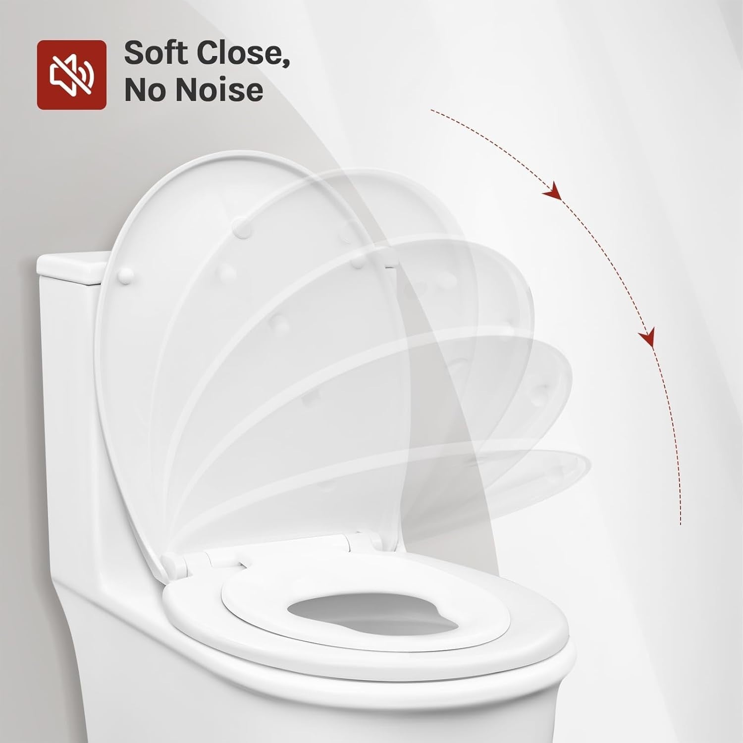 Family Toilet Seat Soft Close Toddler Child Seat Quick Release Adjustable White
