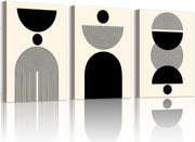 3 Piece Boho Minimalist Canvas Wall Art Black Beige 40x60 cm Framed