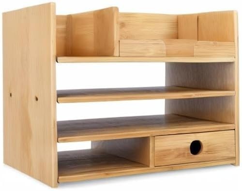 Bamboo Desk Organiser with Drawers & Compartments for Office & Stationery