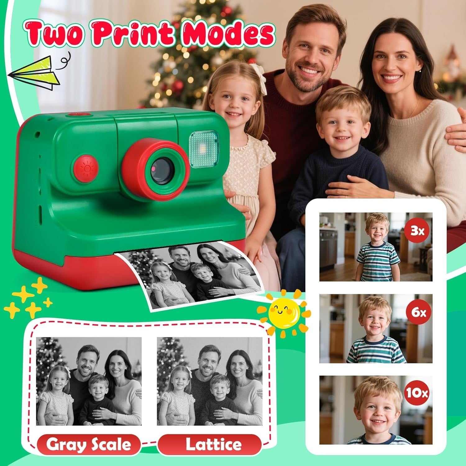 Kids Instant Print Camera 30MP 1080P HD Digital Camera 32GB Card Toy