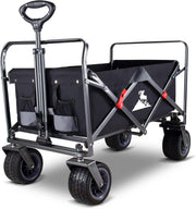 Heavy Duty All-Terrain Folding Wagon 120kg Collapsible Garden Cart w/ Wide Wheel