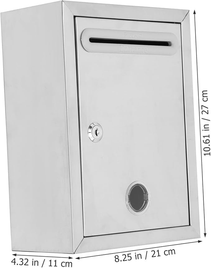 Lockable Stainless Steel Wall Mailbox – Secure Drop Box for Letters & Complaints