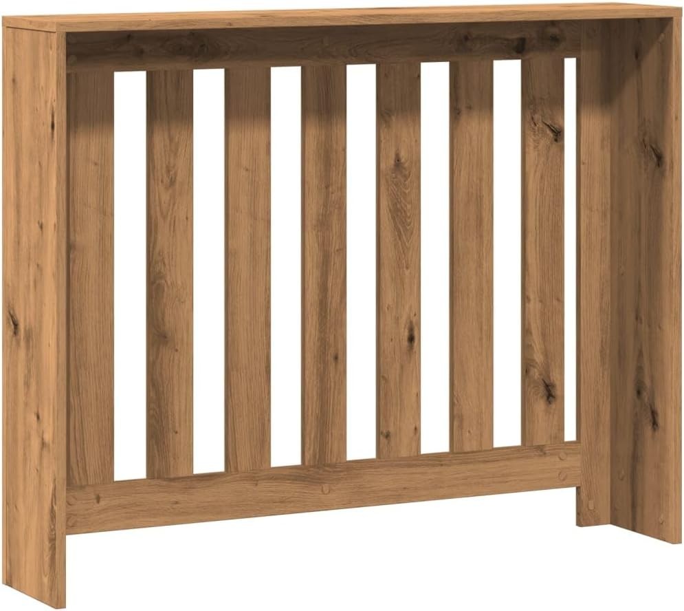 Artisan Oak Radiator Cover Cabinet | Modern Slatted MDF Heater Shelf