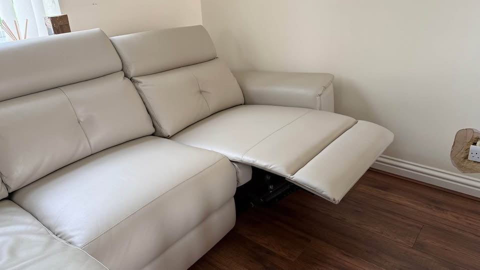 Ivory Leather Air Storage L-Shape Corner Sofa (PTP)