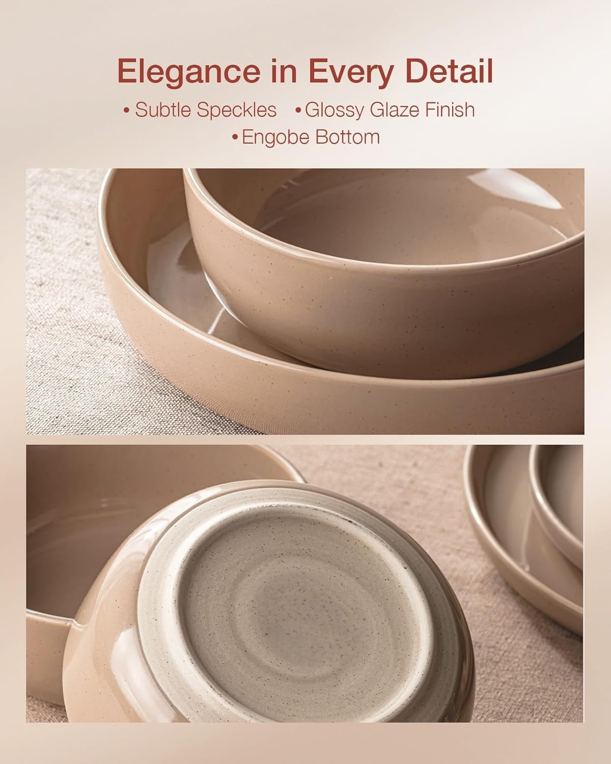 18 Piece Stoneware Dinner Set Plates Bowls Resistant Dishwasher Safe