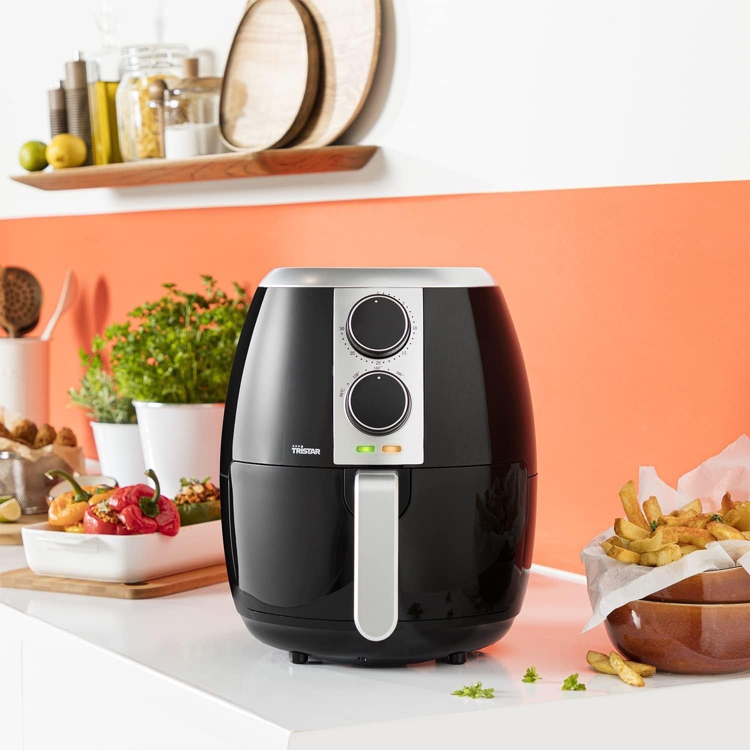 Compact Air Fryer 2L Slim Design, Low-Oil Cooking, Thermostat, Timer, Easy Clean