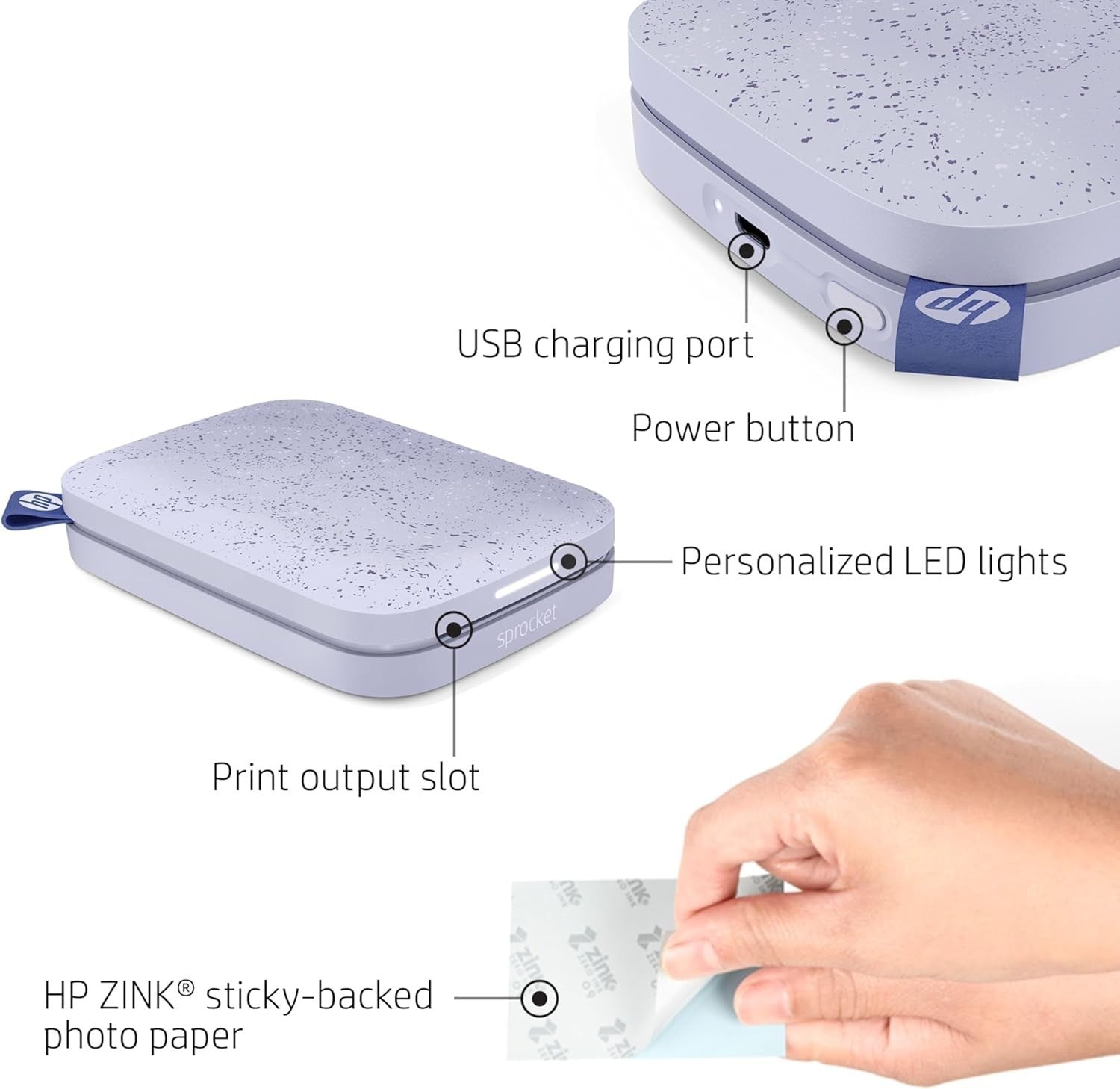 Portable Smartphone Photo Printer | 2x3 Wireless Color Prints | Purple