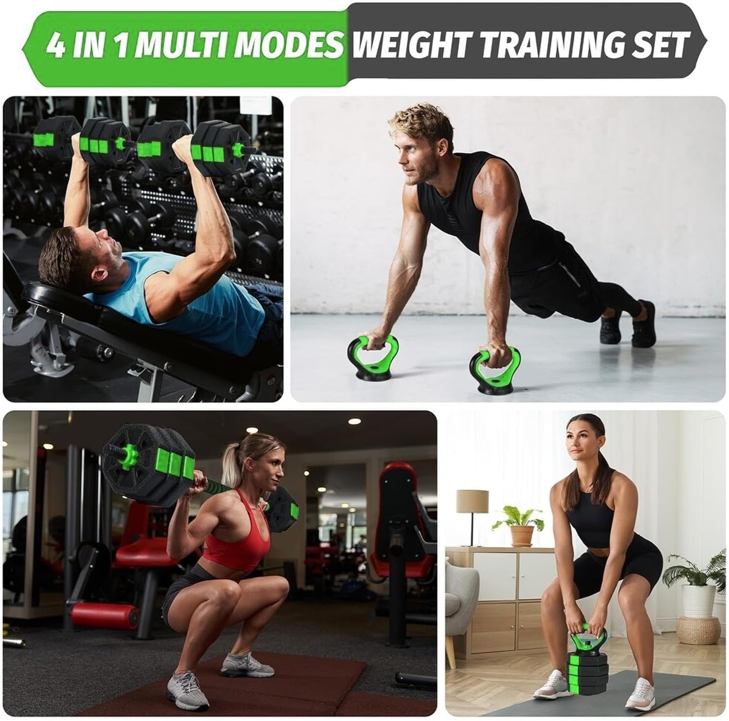 6-in-1 Adjustable Dumbbell Set Octagonal Home Gym Barbell Kettlebell
