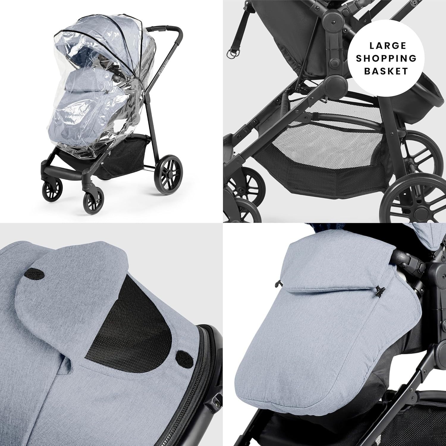 2 in 1 Pushchair Pram Lie Flat Newborn to 3 Years Lightweight Zen Blue