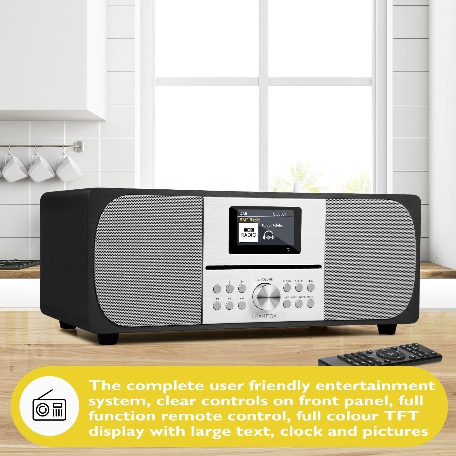 CD Player Hi-Fi System DAB+ Bluetooth 100W Stereo Anthracite