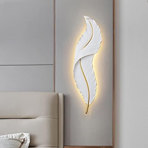 LED Feather Wall Decor Modern Lighted Sculpture Bedroom Wall Art