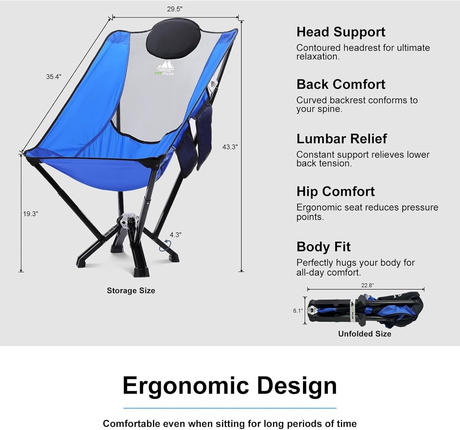 High Back Folding Camping Chair Heavy Duty 270KG Travel Beach Seat