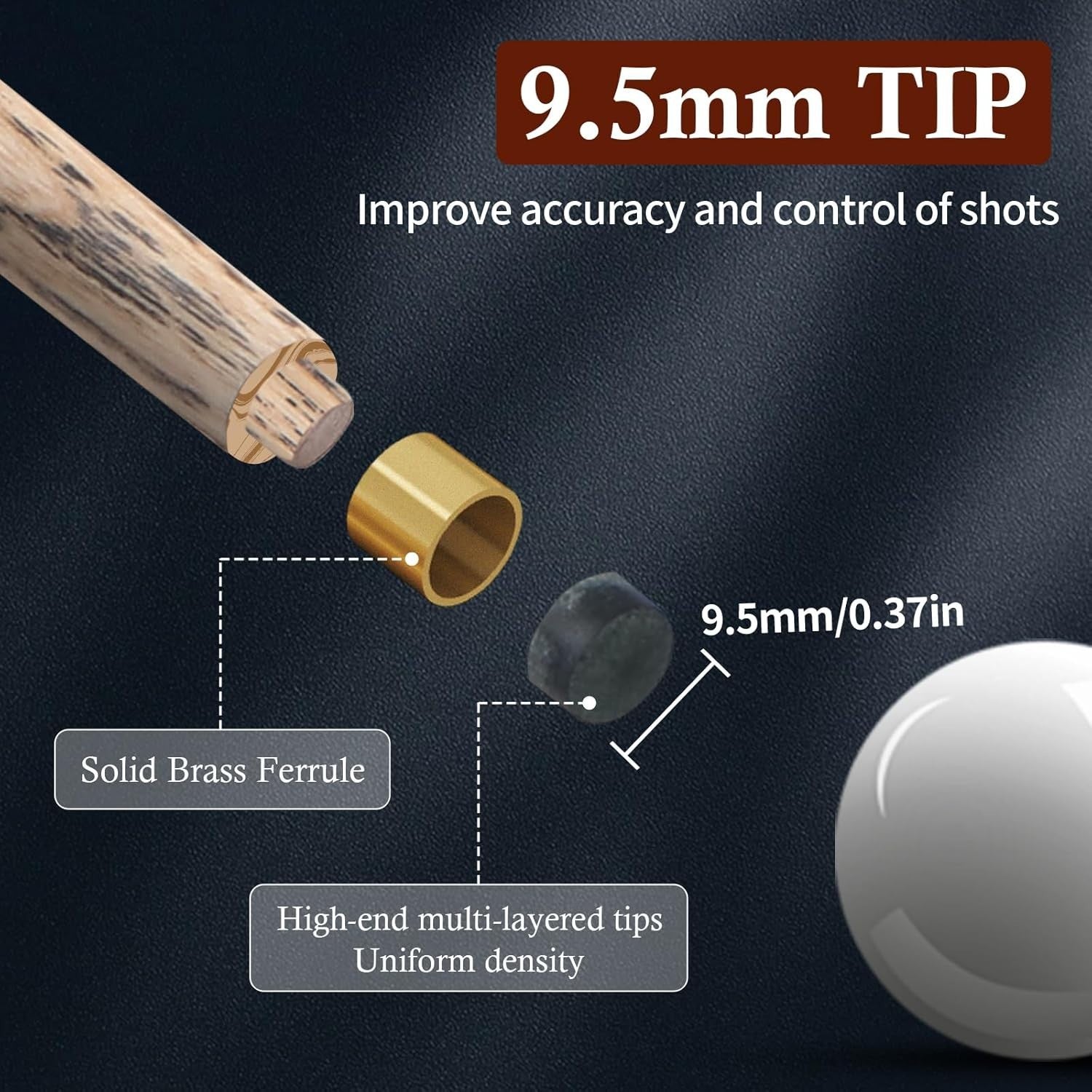 57" Pool Cue Set of 3 18oz Maple Wood 9.5mm Tip Brass Joint