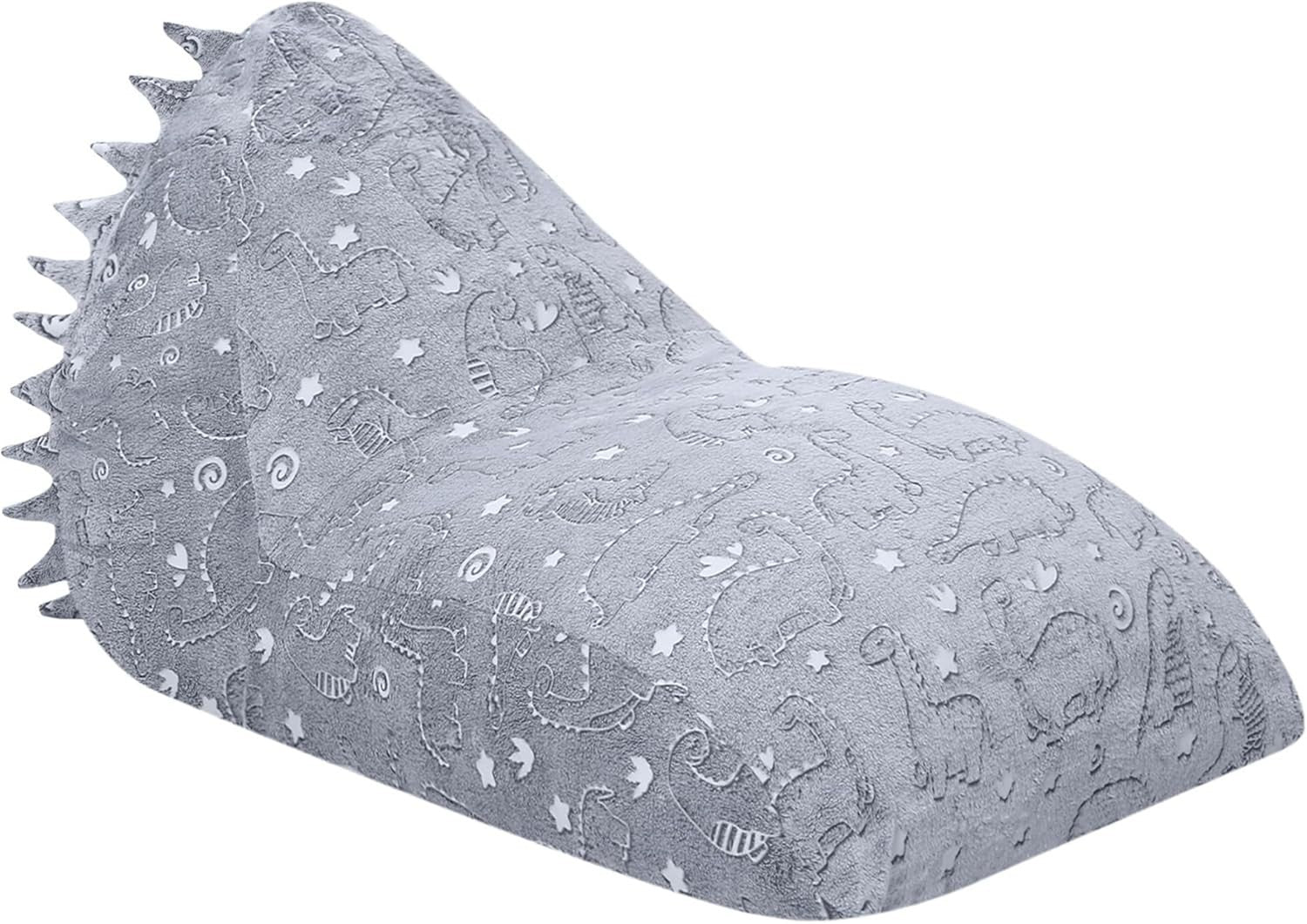 Large Grey Dinosaur Kids Bean Bag Chair with Removable Washable Cover