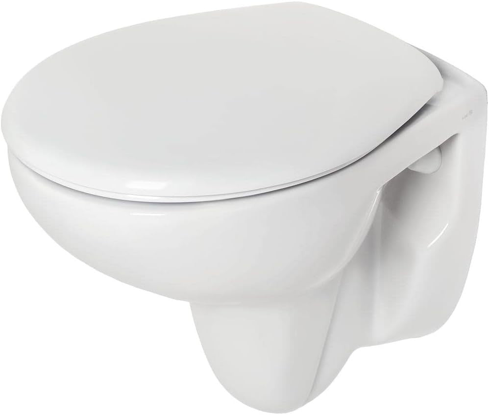 San Remo Toilet Seat White Plastic Stainless Steel Hinges Modern Design
