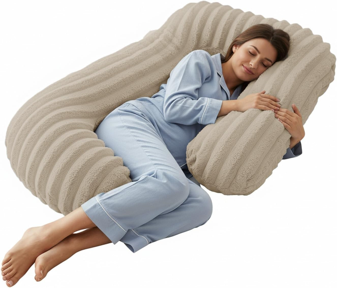 52" Full Length Body Pillow Faux Fur Side Sleeper Pregnancy Support