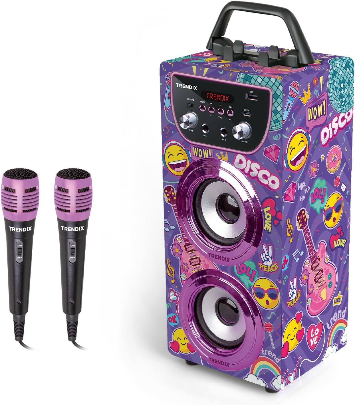Kids Karaoke Machine 2 Microphones Blue Bluetooth FM USB